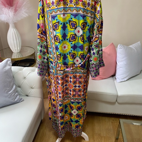 ZARA WOMEN’S MULTICOLORED SATIN EFFECT KIMONO SIZE M - Picture 9 of 10
